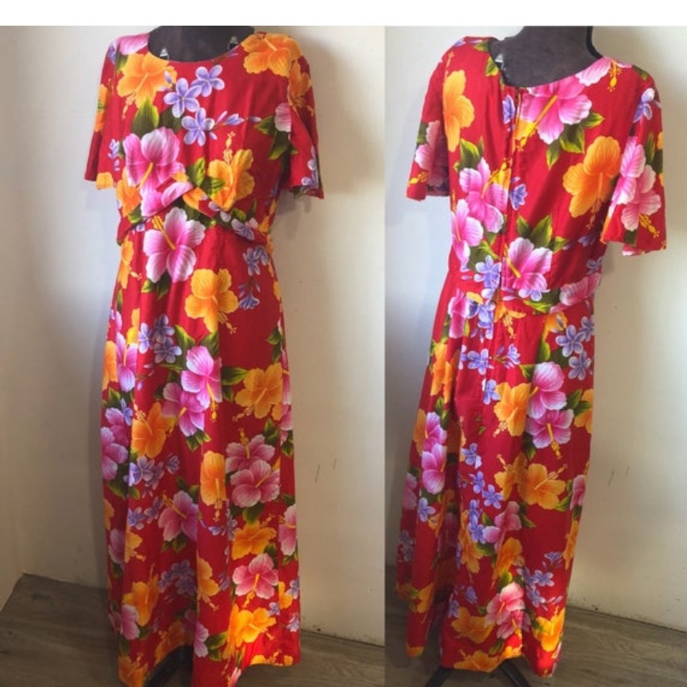 Hawaiian maxi dress. Cotton. Gorgeous colorful